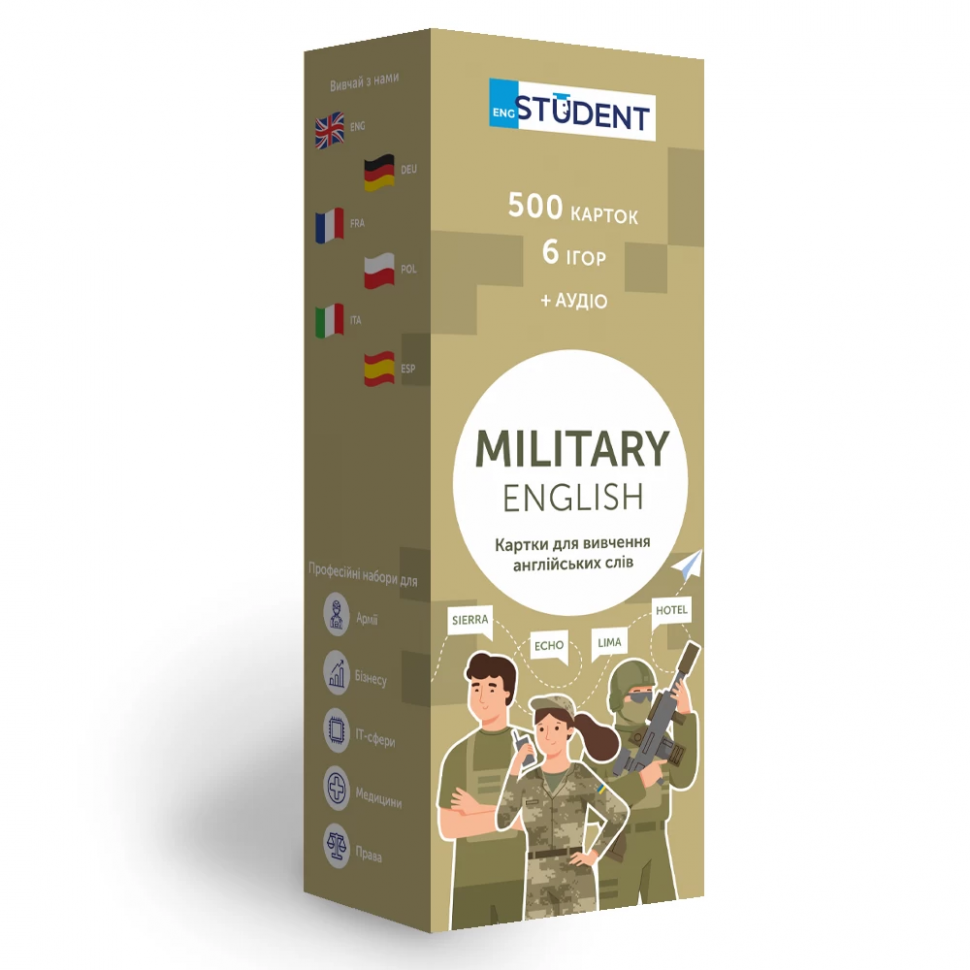 Military English. Картки для вивчення англійських слів. 500 карток