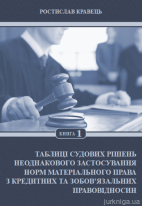 Таблиці судових рішень неоднакового застосування норм матеріального права з кредитних та зобов’язальних правовідносин. Книга 1.